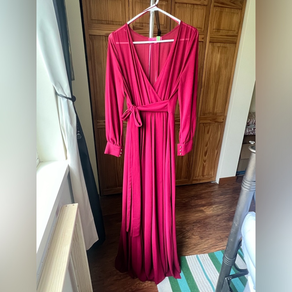 Burgundy Red Long sleeve max dress